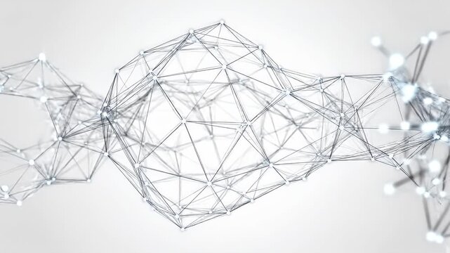 Abstract geometric structure connecting dots and lines white background
