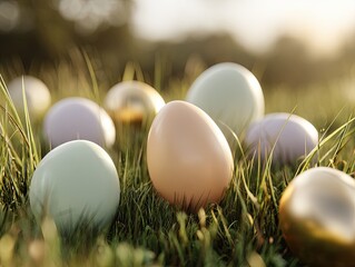 Easter eggs on grass