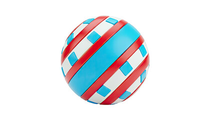 Obraz premium Striped Sphere with Red, White, and Blue Design