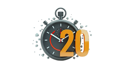 Stopwatch with Number 20 - Time Concept