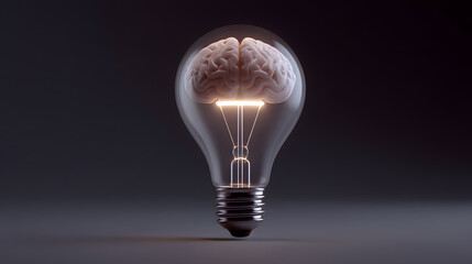 Illumination of Thought: A creative fusion where a light bulb houses a vibrant brain. The brilliance within signifies the spark of ideas and the power of knowledge.