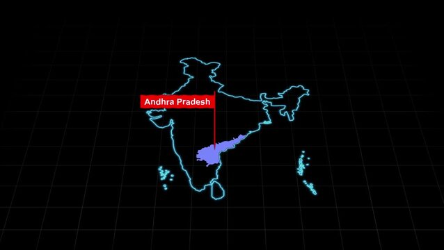 Andhra Pradesh India Map Animation Highlighted State