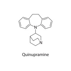 Quinupramine molecule chemical structure &ndash; tricyclic antidepressant drug used for depressive disorders, skeletal formula on white background