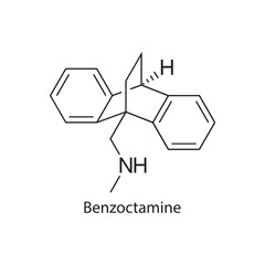 Benzoctamine molecule chemical structure &ndash; tetracyclic antidepressant and anxiolytic drug used for anxiety disorders, skeletal formula on white background