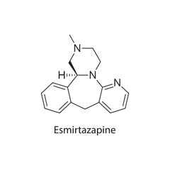 Esmirtazapine molecule chemical structure &ndash; antidepressant drug and mirtazapine enantiomer used for depression research, skeletal formula on white background