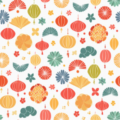 Fototapeta premium Seamless pattern for Lunar New Year 2026, vector