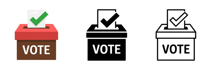 Three voting boxes with checkmarks for election day voting