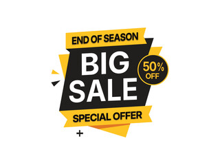 End of Season Big Sale Special Offer Banner with Black Slanted Label and Circular Discount Tag
