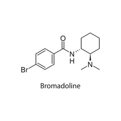 Bromadoline molecule chemical structure &ndash; kappa opioid receptor agonist used in pain research, skeletal formula on white background