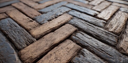 Rustic Herringbone Wood Pattern Background.