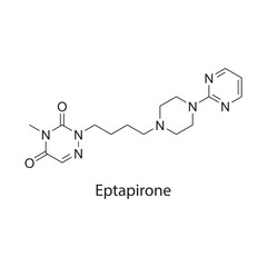 Eptapirone molecule chemical structure &ndash; serotonin 5-HT1A receptor agonist anxiolytic drug, azapirone class compound, skeletal formula illustration