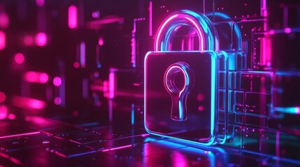 A vibrant digital padlock symbolizes cybersecurity in the modern world. Encryption and protection are essential for data safety. Secure your information today. Generative AI