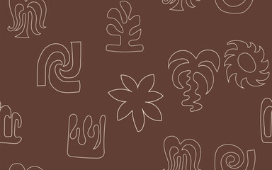 tropical minimal seamless pattern design in vector. summer print design. line drawing botanical print