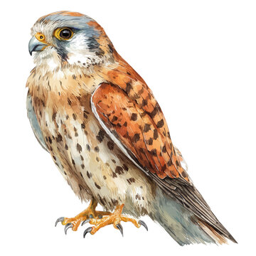 Isometric-style watercolor depiction of Kestrel, set against a white background.