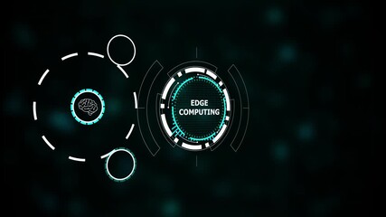 Edge computing interface with futuristic HUD design. Digital edge computing dashboard for real time data processing and distributed systems. Modern computing technology visualization interface. - Powered by Adobe