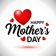 Happy mother's day greeting with red hearts