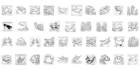 Sea Life Coloring Pages 40 Bundle Design