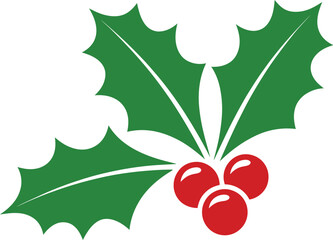 Holly Leaves & Berries Icon &ndash; Festive Symbol of Christmas and Seasonal Cheer