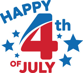 4th of July Celebration Icon &ndash; Patriotic Typography for Independence Day Festivities