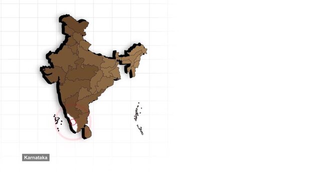 Kerala India Map Animation Highlighted State