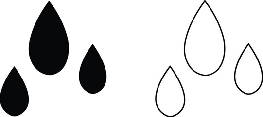 Fototapeta premium Water drops icons set collection with droplet splash symbols in flat and line style, liquid rain fluid illustration group for weather nature hygiene UI design and clean graphic elements