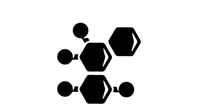 Molecule, molecules, molecular and atomic structure, graphic animation. Alpha channel. Transparent background motion design. 4K resolution