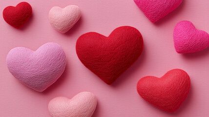 Soft textured hearts representing affection warmth and emotional connection in a symbolic expression of love.
