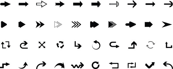 Arrow set icon Cursor  Black vector arrows icons Arrow isolated vector graphic elements. © MDARAFAT
