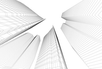 Fototapeta premium Abstract architecture building 3D illustration