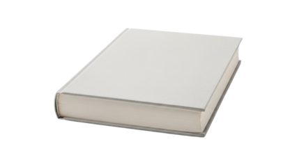 A white book with a blank cover on transparent background