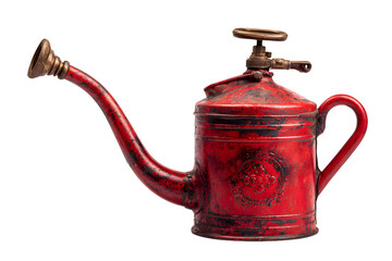 Vintage Red Watering Can with Rustic Charm for Garden Enthusiasts
