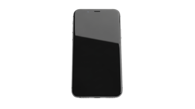 A sleek smartphone with a black screen on transparent background for modern tech designs - Powered by Adobe