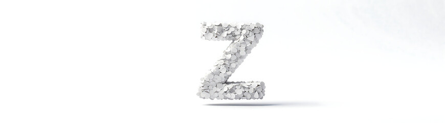 Fototapeta premium single isolated white digital alphabet letter z floats crisp clean bright white background perfect symmetry