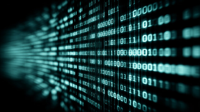 A flowing tunnel of binary code illustrating continuous data transmission digital communication and high speed information exchange.
 - Powered by Adobe