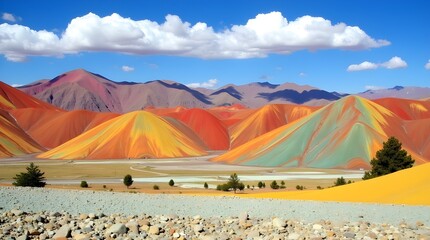 desert landscape with blue sky and clouds