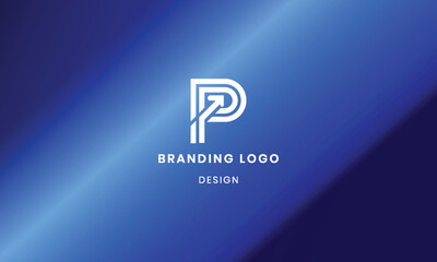 Modern creative arrow P letter logo with abstract gradient background .