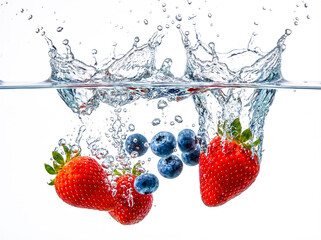 Berries Splashing into Water
