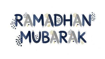Ramadhan Mubarak text with decorative elements, celebrating the Islamic holy month.