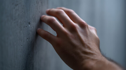 Touch of Texture: An artistic close-up reveals a hand caressing a textured surface, evoking curiosity and inviting tactile exploration.