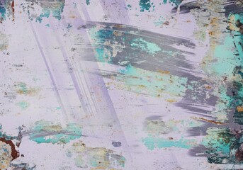 Obraz premium Artistic Distressed Paint Texture in Lavender Teal and Grey Tones