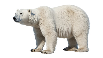Majestic polar bear standing in profile against black background