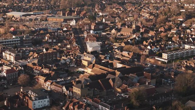 Aerial footage of Petersfield, civil parish in the district of Hampshire