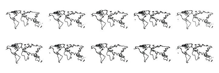 Collection of world map Editable stroke icon set.