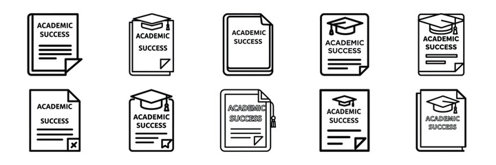 Collection of academic success Editable stroke icon set.