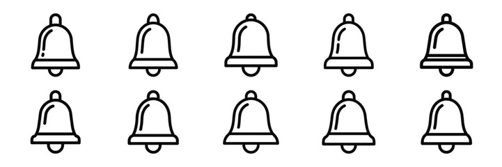 Collection of school bell Editable stroke icon set.
