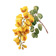 Naklejka premium Watercolor isometric artwork featuring Cassia, presented on white background.