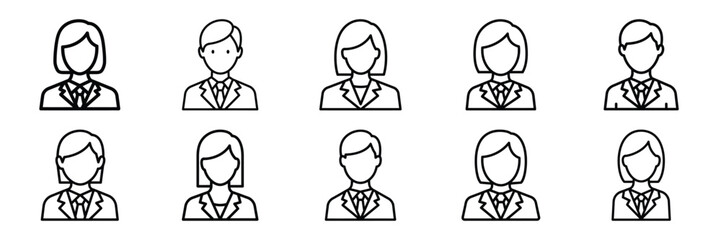 Collection of public speaking Editable stroke icon set.