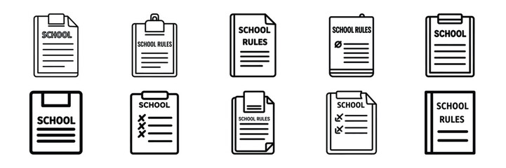 Collection of school rules Editable stroke icon set.