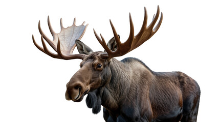 Majestic moose with impressive antlers on black background