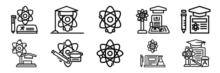 Collection of science education Editable stroke icon set.